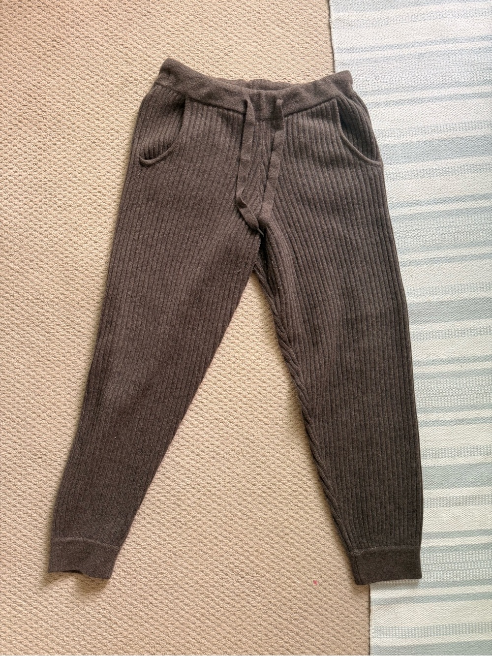 NakedCashmere Ribbed Jogger Pants in Dark Brown